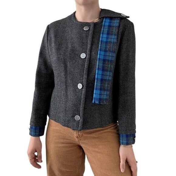 Vintage Reldan Grey Wool Renaissance Fair Cropped Blazer Jacket Made in England - Picture 3 of 7